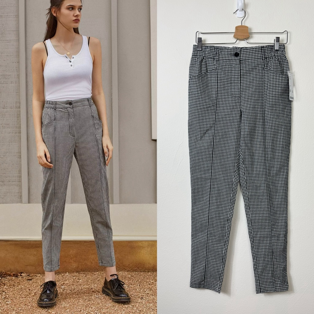 Urban Outfitters Women Small High Rise Gingham Checkered Pants Indie Punk Grunge
